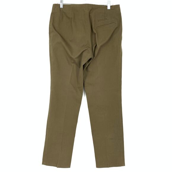 JIL SANDER Pants Women's Size 42 US 12 Flat Front Casual Dress Slim Leg Olive - Picture 2 of 6